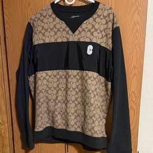 Coach Men's Brown and Black Crewneck Sweater